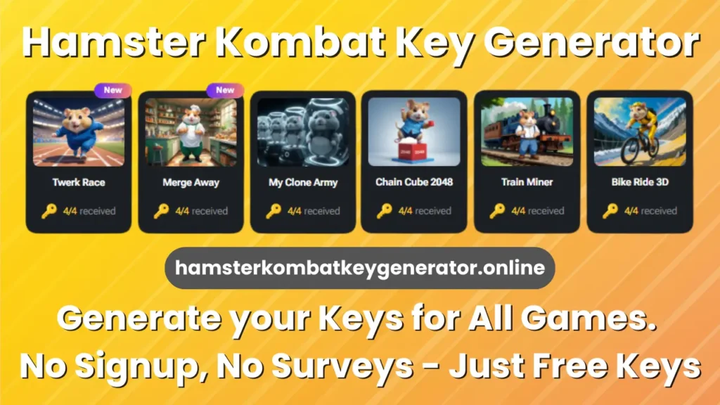 Online Free Hamster Kombat Key Generator for All Games